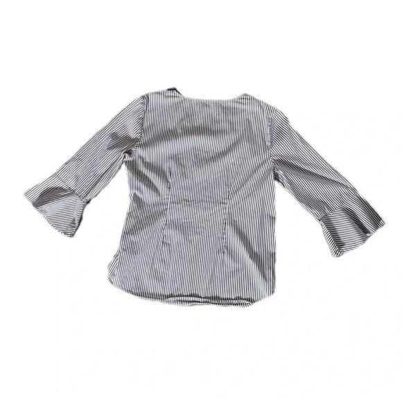 Talbots Petite Blue White Striped Rickrack-Trim Blouse Women’s Medium Petite - Picture 4 of 9